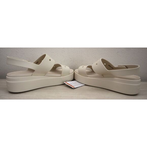 Crocs 210676-160 Women's Sz 8 Stucco/Beige Brooklyn 4U Wedge Sandals - Picture 9 of 12